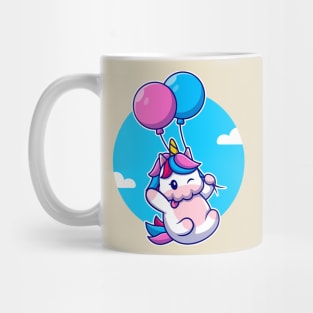 Cute Unicorn Floating With Balloon Mug